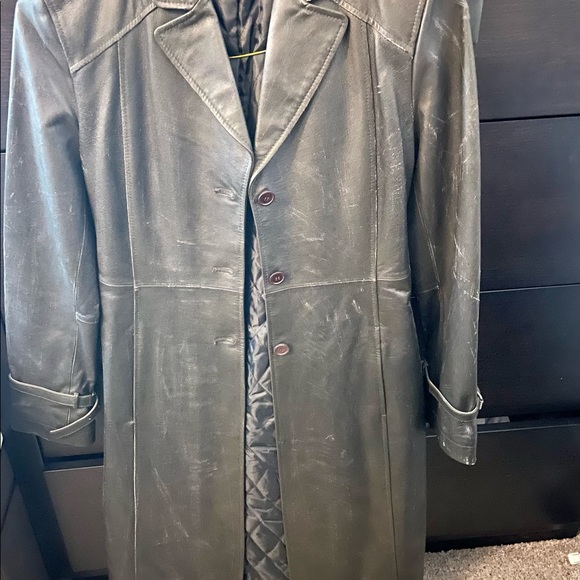 Long vintage leather jacket - Picture 3 of 8